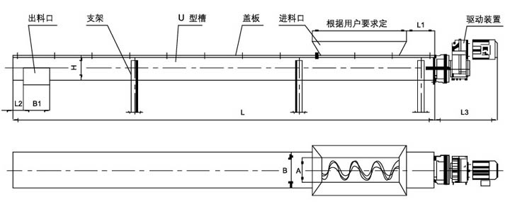 污泥無軸螺旋輸送機(jī)圖紙